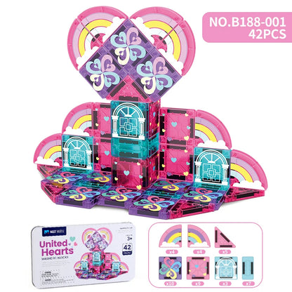 42 Pcs Magnetic Building Blocks, Kids Toy, Magnetic Tiles. Safe ABS Material Travel Pack Halloween Christmas Birthday Gift