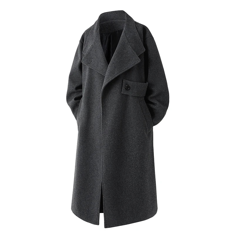 Men Long Trench Outwear Casual Woolen Coat Windbreaker Autumn Winter Fashion Woolen Coats