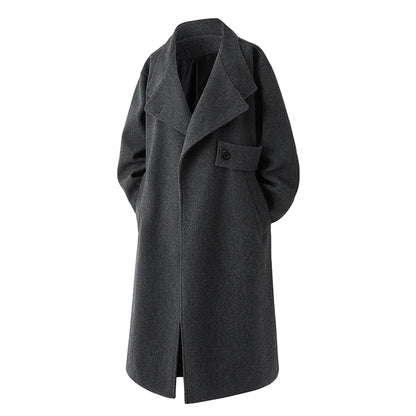 Men Long Trench Outwear Casual Woolen Coat Windbreaker Autumn Winter Fashion Woolen Coats