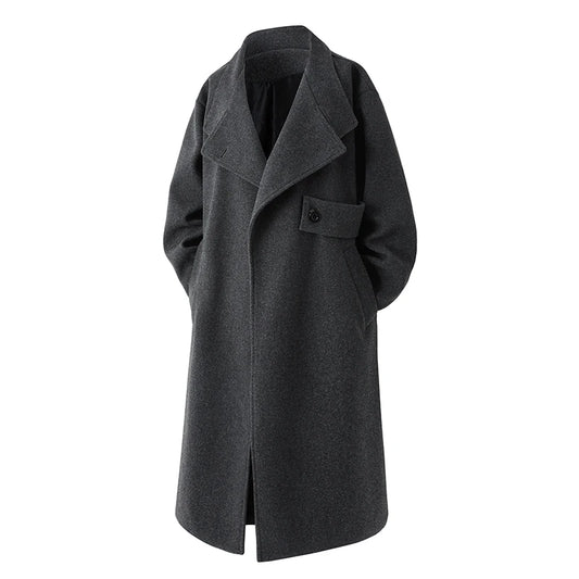 Men Long Trench Outwear Casual Woolen Coat Windbreaker Autumn Winter Fashion Woolen Coats