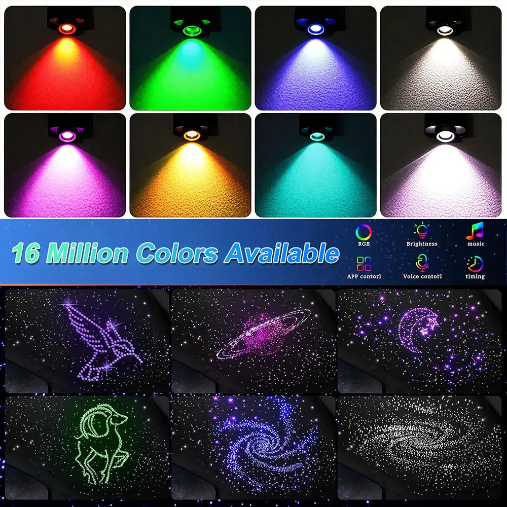 Car Styling DIY Car Starry Sky Light Auto Home Fiber Optic Lights Atmosphere Lamp Music Control Ceiling Lights RGB 16W 8 Colors