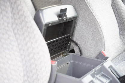 For 87-04 Nissan Safari Y60, storage grille compartment at the bottom of the armrest lid. For Nissan Patrol Y60 accessories.