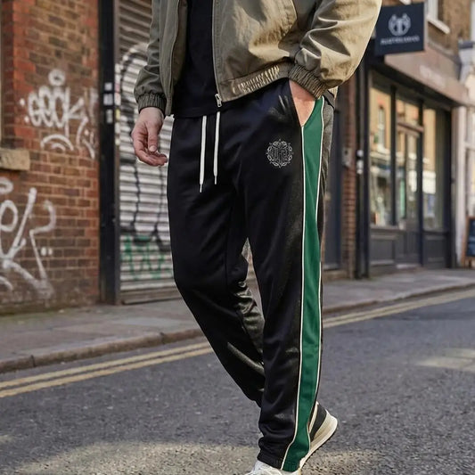 Men's Color-blocked Striped Sweatpants Street Style Lightweight Sweatpants Drawstring Hip-hop Skateboard Breathable Casual Pants