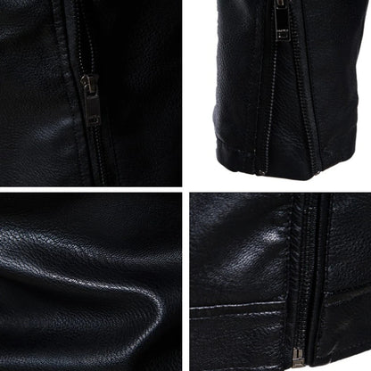 Men's Premium Faux Fur-Lined Leather Jacket - Black Winter Coat Thickened Warm Lining Business Casual Style M-7XL