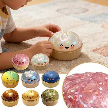 Giant Squishies Dumpling Bun Toy, Slowly Rising Sparkling Dumpling Pressure Ball, Relieve Stress Restlessness Toy
