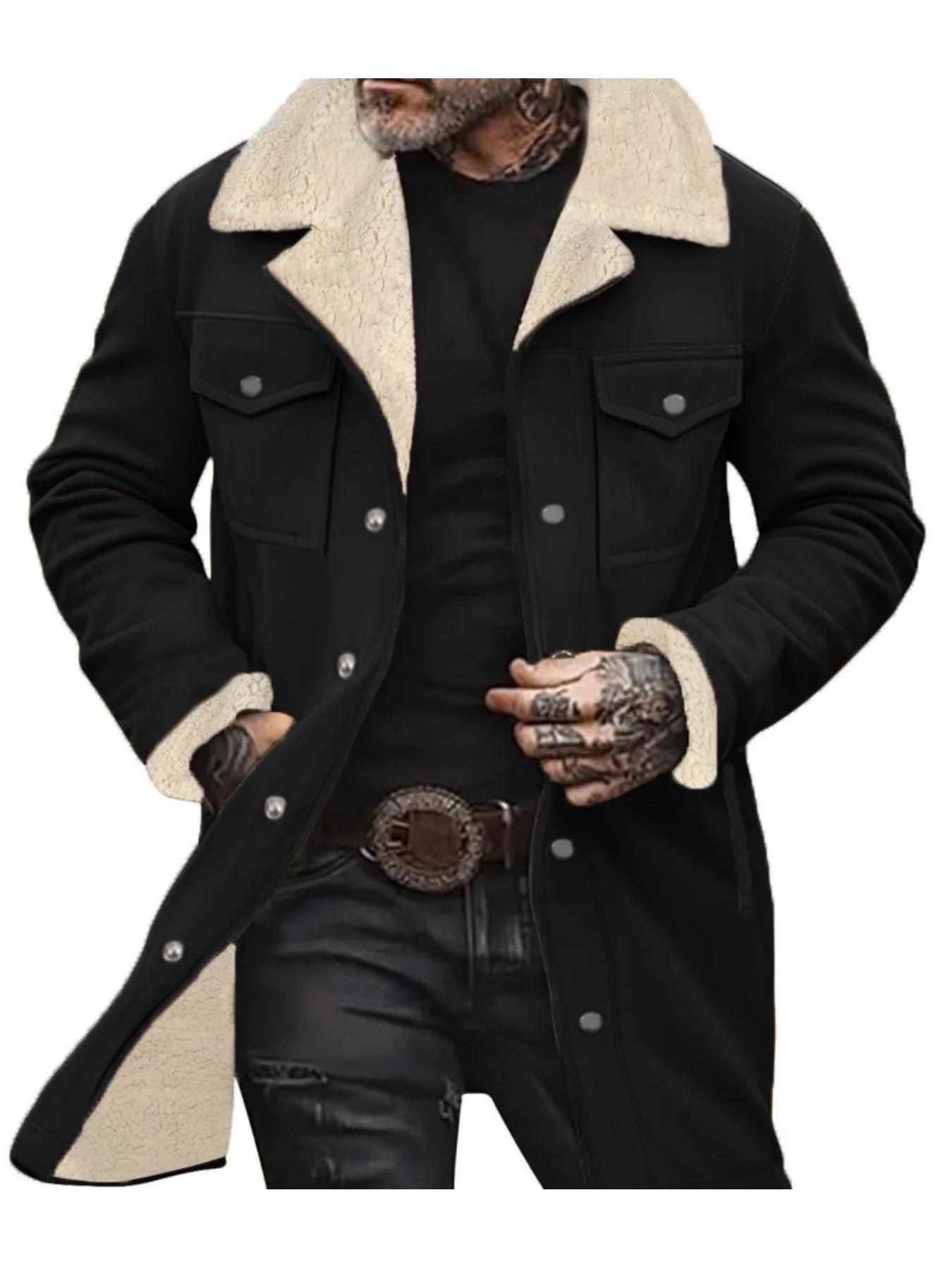 Warm Trech Men's Winter Trench Coat Windproof Fleece Lined EU Fit Street to Office Mans Wear