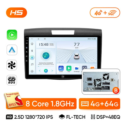 Ainavi Car Radio For Honda CRV CR-V 2012-2016 Carplay Android Auto Qualcomm Car Stereo Multimedia Player 4G Wifi DSP 48EQ