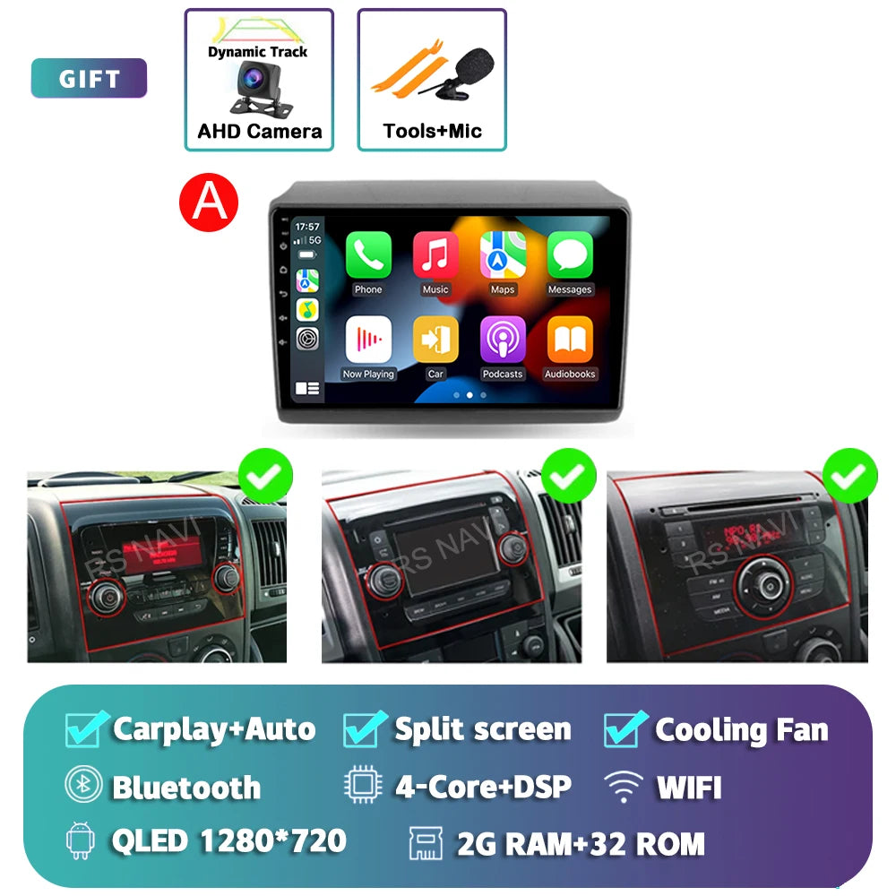 Android 15 For Fiat Ducato Peugeot Boxer Citroen Jumper 2006-2022 2K QLED Android Car Radio Multimedia stereo Player GPS CarPlay