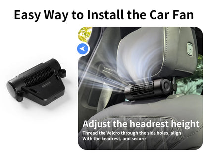 Socool Portable Car Fan Wireless 10000mAh 27.5Hrs Long-Lasting 4-Speed Cooling Backseat Fan Headrest Fan for Baby Kids RV Truck