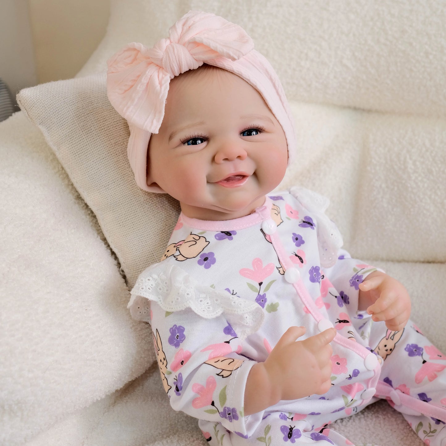 NPK 19-inch Lifelike Baby Doll Vivienne Full Body Reborn with 3D Skin Hand-Painted Hair Touch Doll Multiple Layers Painting