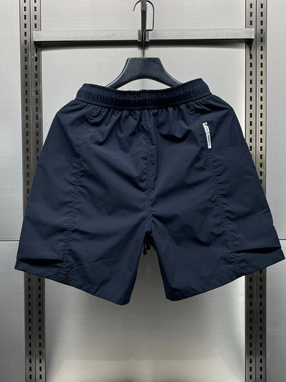 Men's Summer New Ice Silk Quick Dry Workwear Shorts Loose Five-Point Street Style Thin Beach Pants Straight Leg mid Waist