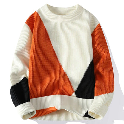 2024 Autumn Mink Velvet Imitation Mink Velvet Fashion Brand High Quality Splicing Pullover Round Neck Loose Sweater Sweater Men