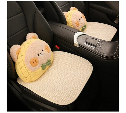 Bear Plush Seat Cushion Cover Universal Skin-Friendly Cute Soft Car Pillow Case Autumn Winter Decorative Seat Accessories