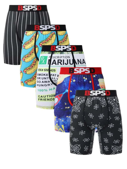 5Pcs Men Underwear Boxers Breathable Man Swimming Underpants Plus Size Print Mens Panties Trunks Sexy Men's Boxershorts