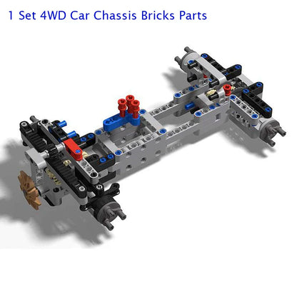 MOC 4WD Remote Control Car Chassis Kit With 62.4*20mm Wheel Four-Wheel Drive Technical Car M Motor Servo Motor AA Battery Box