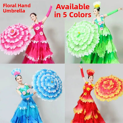 Dance Art Elegant Peony Flower Umbrella Fiber Umbrella Opening Dance Stage Performance Costume Props National Costume Stage Wear