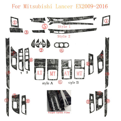 For Mitsubishi Lancer EX2009-2016 Interior Central Control Panel Door Handle Carbon Fiber Stickers Decals Car styling Accessorie