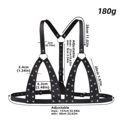 Women Leather Open Cup Body Harness Bra Adjustable Bust Bondage Belt BDSM Fetish Lingerie Sexy Restraint Costume Adult Accessory