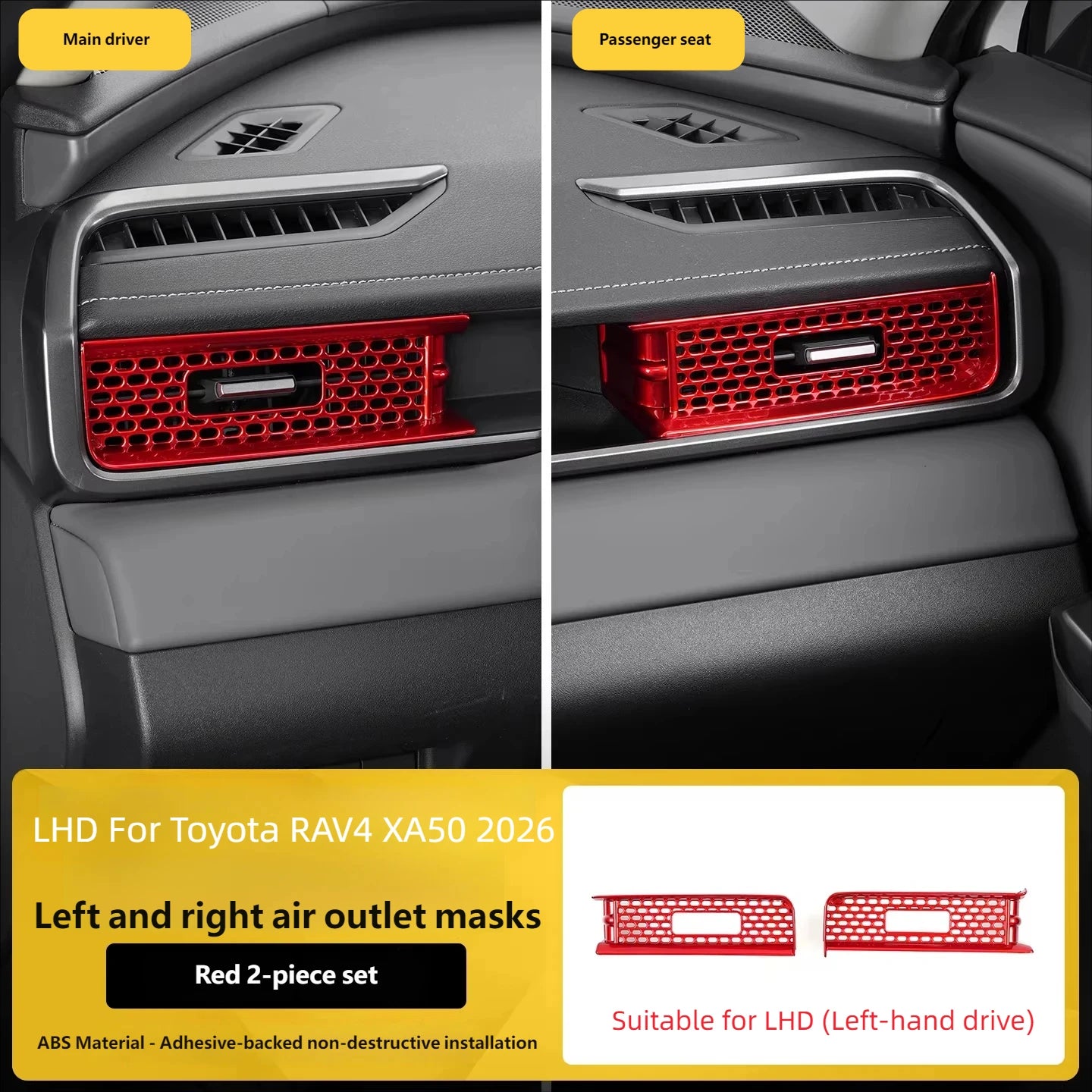 For Toyota RAV4 XA60 2026 ABS Red Gear Shift Cover Trim Central Control Strip Air Outlet Trim Interior Decoration Accessories