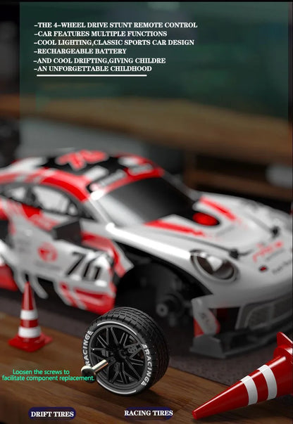 RC Drift Car 1:24 2.4GHz Remote Control Car Four Wheel Drive GTR Racing Vehicles Electric Racing Car Toys for Kids Adults Gifts