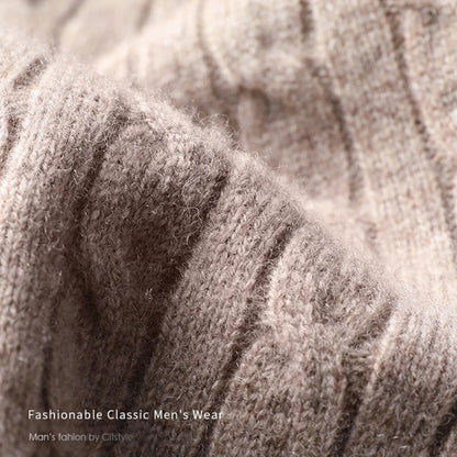 100% Australian Merino Wool Sweater Men's, 410g Thickened Anti-Pilling, Old Money Style, 4 Colors