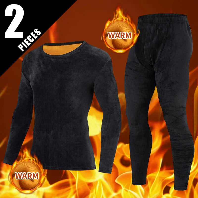 2-piece Autumn And Winter Gold Velvet Thick Casual Warm Underwear Set Cold Resistant And Warm Round Neck Top Elastic Waist Pants