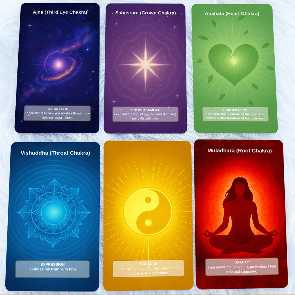 50 Card Deck Includes 1 Instructional Cards, Chakra Intention Oracle , Self-Connection & Energy Adjustment Practices