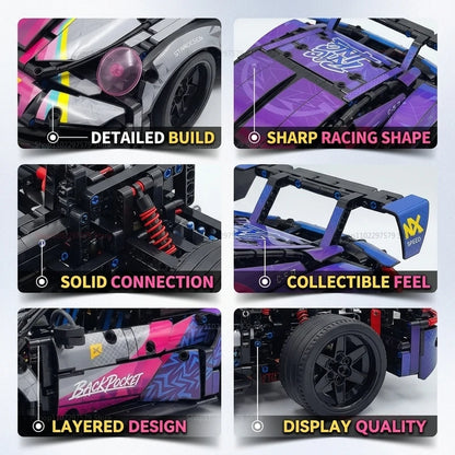 1611pcs Racing Car 1:10 Building Blocks Set Technical Model Sports Car Toy DIY Collector's Gift for Adults Teens Kids Boys Girls