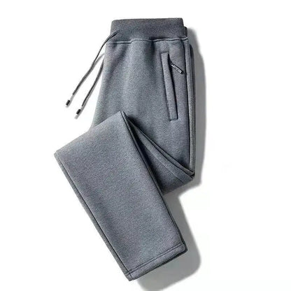 Men's Fleece Lined Loose Fit Trousers Korean Style Casual Pants with Pockets Zipper Closure Autumn Winter Outerwear Cargo Pants