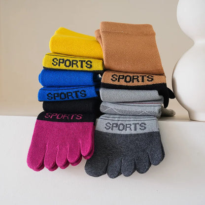 5 Pairs Men's Sports Five Finger Socks Colorful Compression Quick-Drying Sweat-Absorbing Fitness Cycling Hiking Split Toe Socks