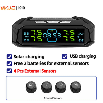 Bar Wireless Intelligent Car Tire Pressure Alarm Monitor System Temperature Air Pressure Gauge With 6 Durable Tire Sensors