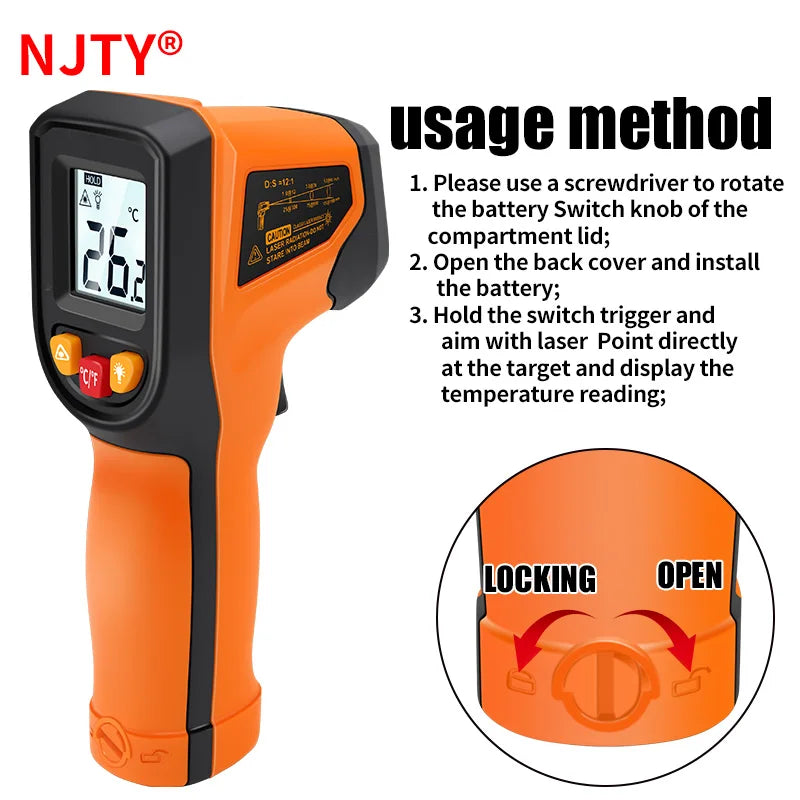 T400 T600 Digital Infrared Thermometer -50℃ to 400/600℃ High Precision Pyrometer Industrial Non-contact Temperature Sensor
