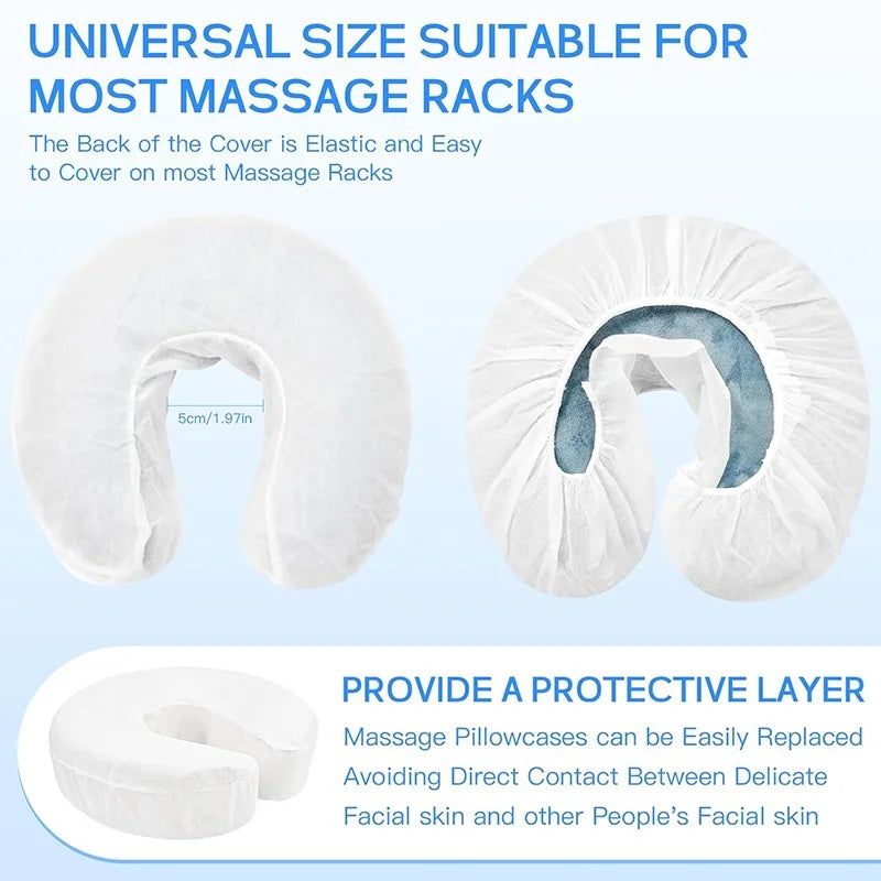 100/10pcs Non-Woven U-Shaped Headrest Pillowcase  Disposable Massage Face Rest Cradle Cover Fitted Headrest Beauty Salon Tools