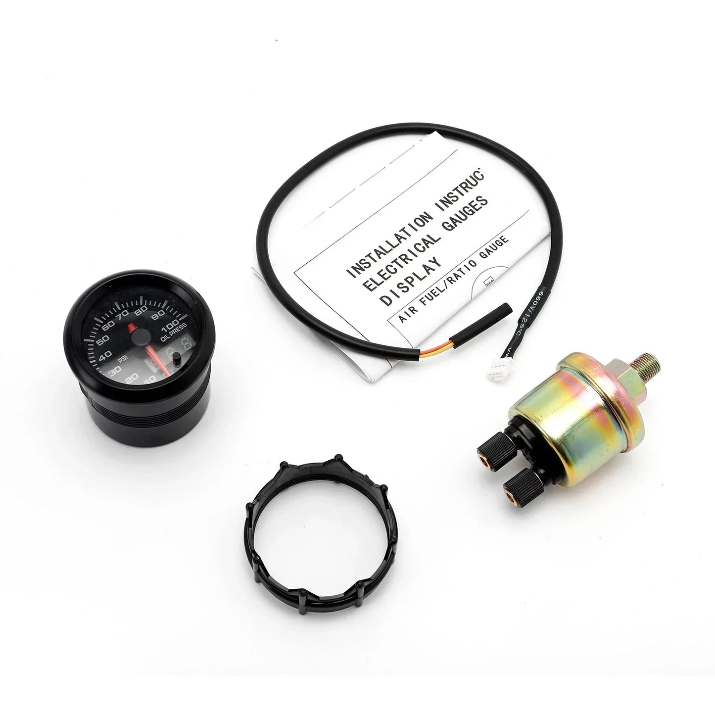 Dofi 2" 52mm 7 Colors LED Dual Display Boost Water Oil Temp Oil Pressure Voltmeter Air Fuel Ratio EGT Tachometer Car Gauge