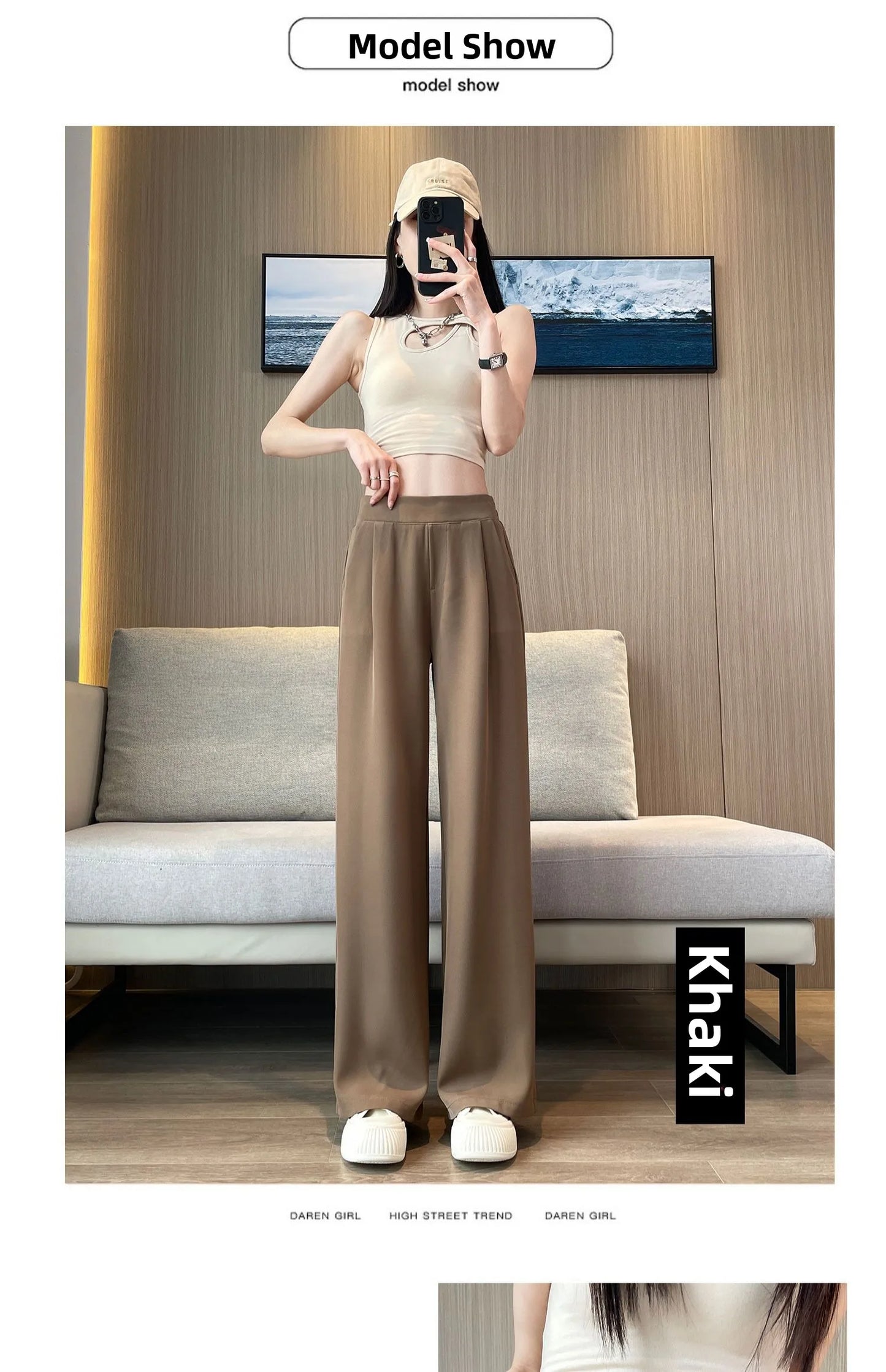 High Waist Wide Leg Pants Women's Loose Casual Straight Nine Points Super plus Size Slimming Trousers Korean Sle Spring Aut...