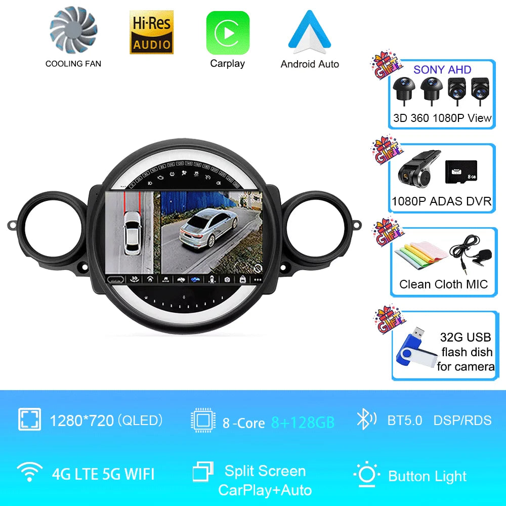 Car Radio Android 16 For BMW Mini Cooper R56 R60 R51 2006 - 2015 GPS Carplay Navigation Stereo Auto DSP BT DVD Multimedia Player