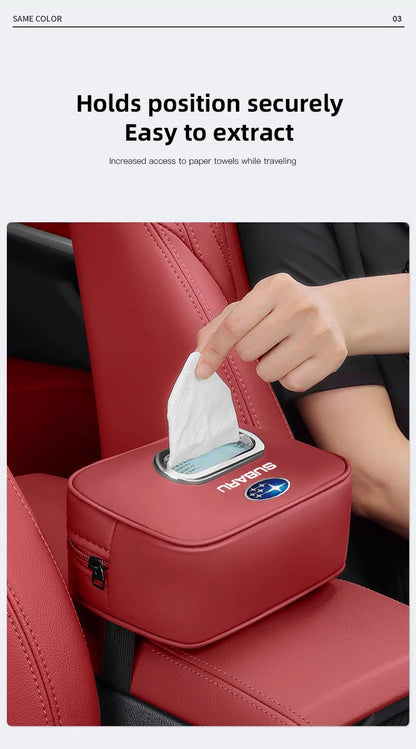 High-capacity Car Interior Tissue Box Kleenex Storage Bag Accessories For Subaru STI Forester Impreza Legacy Outback XV BRZ WRX