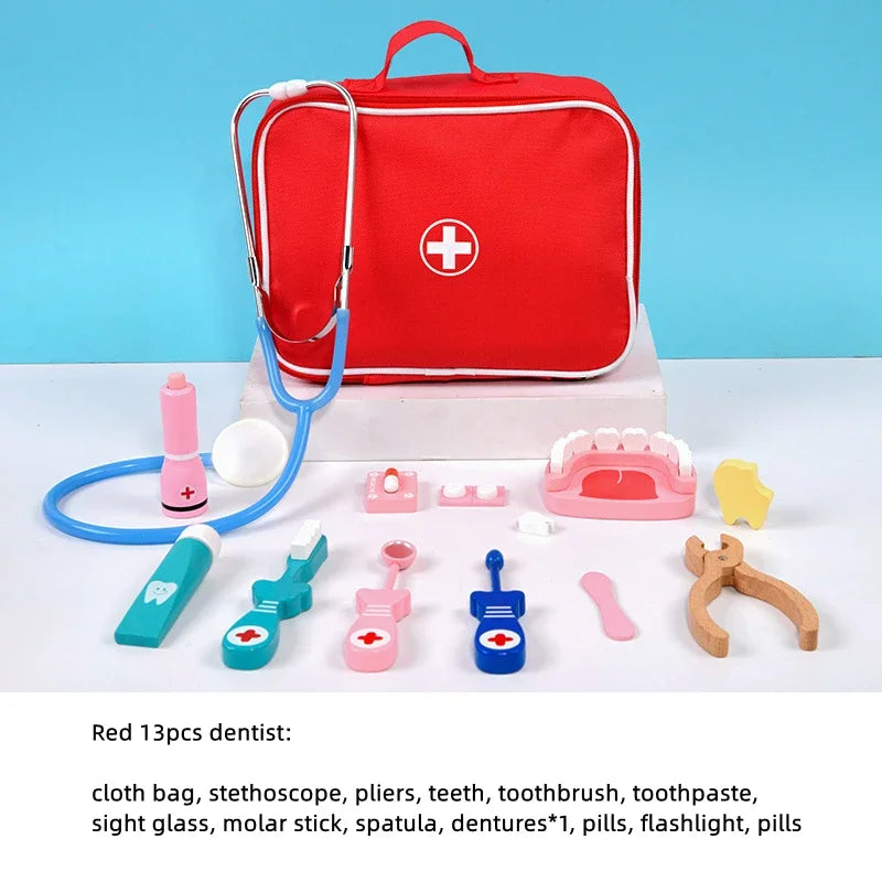 Educational Toys For Kids Toys Role Pretend Play Toy Wooden Pretend Play Doctor Children's Toy Girl Medical Simulation Toys Set