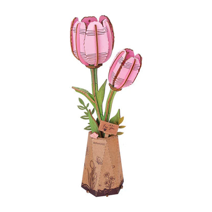 ROKR 3D Wooden Puzzle Flowers Bouquet Wooden Bloom Craft Model Kits Eternal Flowers Romantic Gift for Birthday Mother's Day