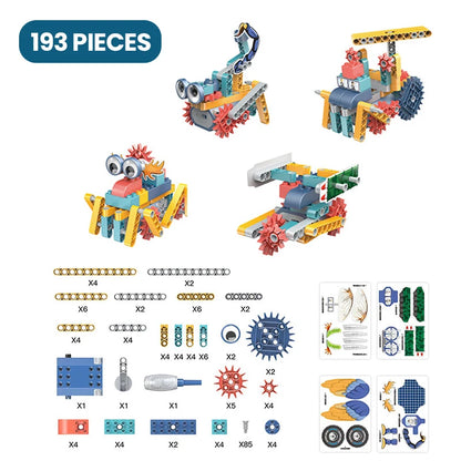 Electric Science Building Block Mechanical Gear Assembly Brick Model Interlocking Building Toy Kid Educational Birthday Gifts