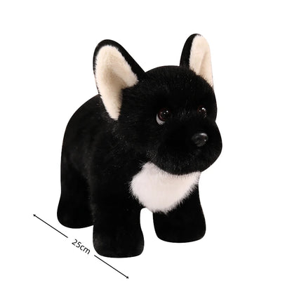 Black Bulldog Plush Toy Stuffed Puppy Doll Cuddly Pillow Dog Room Decor Xmas Birthday Gift Cartoon Animal Simulation