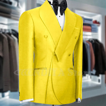 Black Suits For Men Shawl Lapel Formal 1 Piece Jacket Double Breasted Business Casual Groom Wedding Party Custom Made Blazer