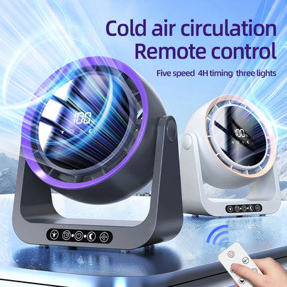 Desktop Circulating Fan 4000 mAh Large Capacity Rechargeable Mini Table Fan With Remote Control Wall-mounted Fan With NightLight