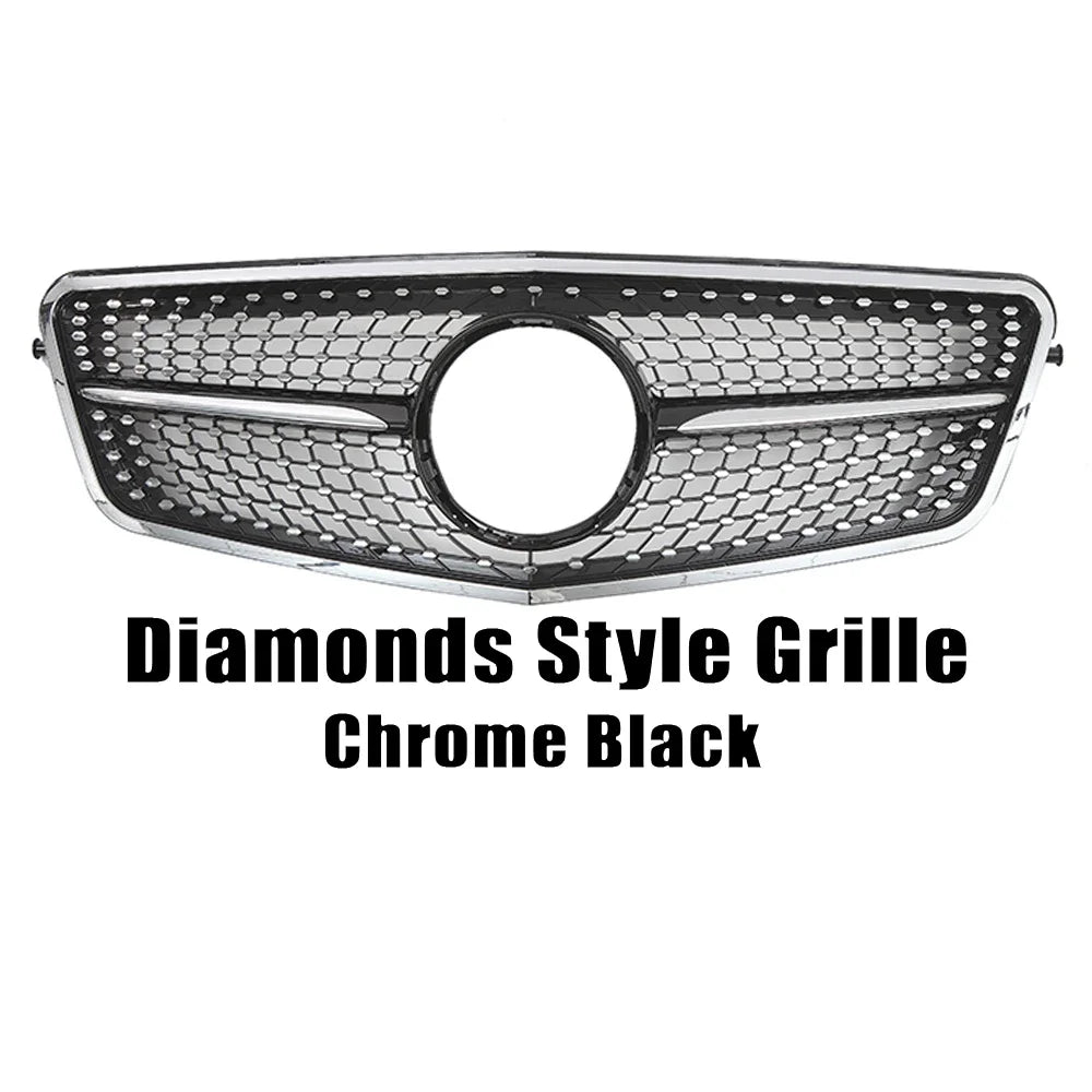 XVIP Chrome Black Diamonds Style Front Racing Grille For Mercedes Benz E-Class W212 E250 E300 E350 E500 2010-2013 Bumper Grilles