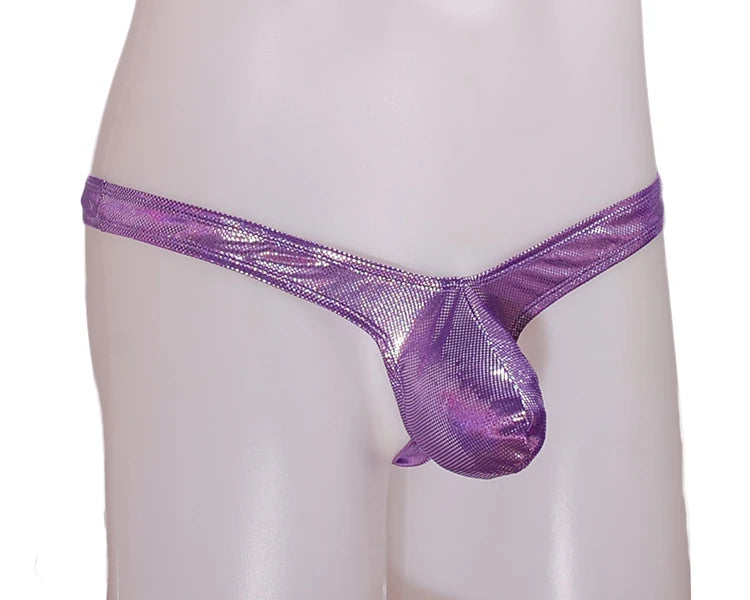 Laser Colorful Men's G-string Underwear Sexy Men's Briefs U Convex Male Underpants Low Waisted Thong Private Party club Panties