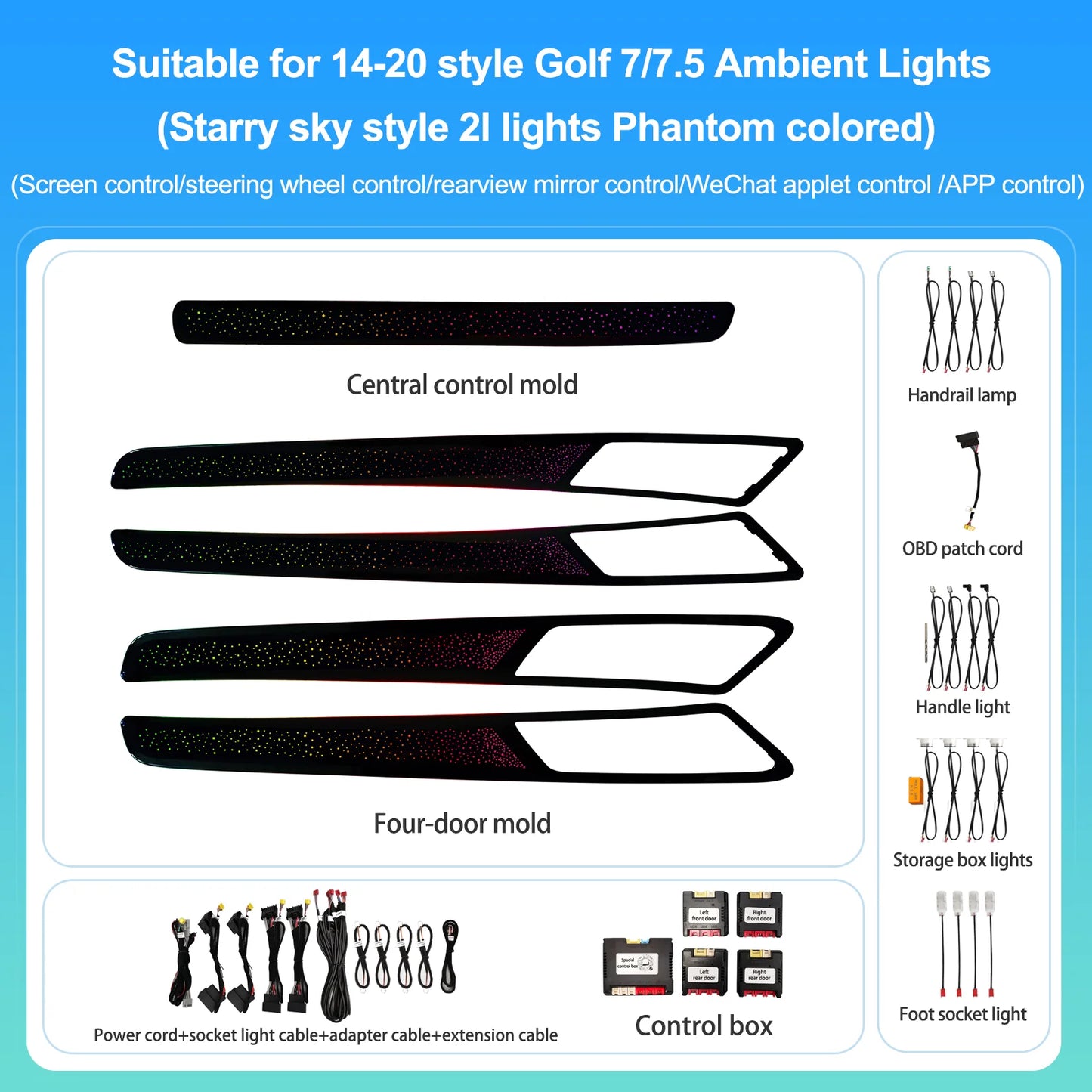 Custom Ambient Lighting Kit for 2010-2025 VW Golf MK6/7/7.5/8/8.5 1:1 OEM Mold Dashboard Four Door Panel Decoration Atmosphere