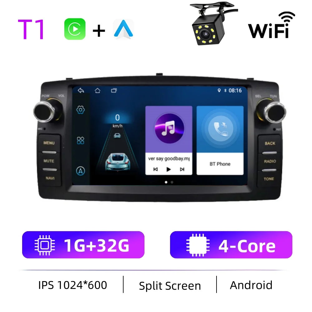 Car Radio Android For Toyota Corolla E120 2003-2006 BYD F3 Carplay Multimedia 7'' Player 2Din Autoaudio Head Unit Navigation GPS