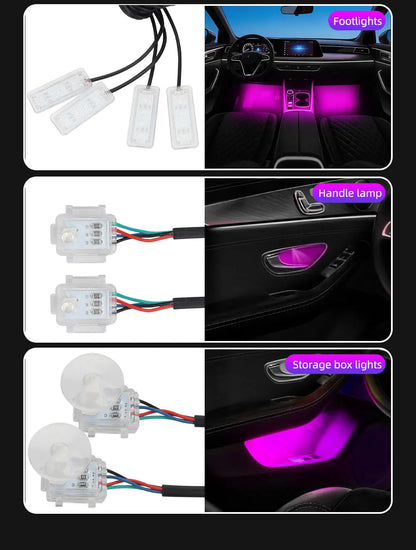 6/10/14/18in1 Led Acrylic Car Waterfall Lamp Ambient Light 213 Rainbow Color Symphony APP Remote Controll Atmosphere Lamp Kit