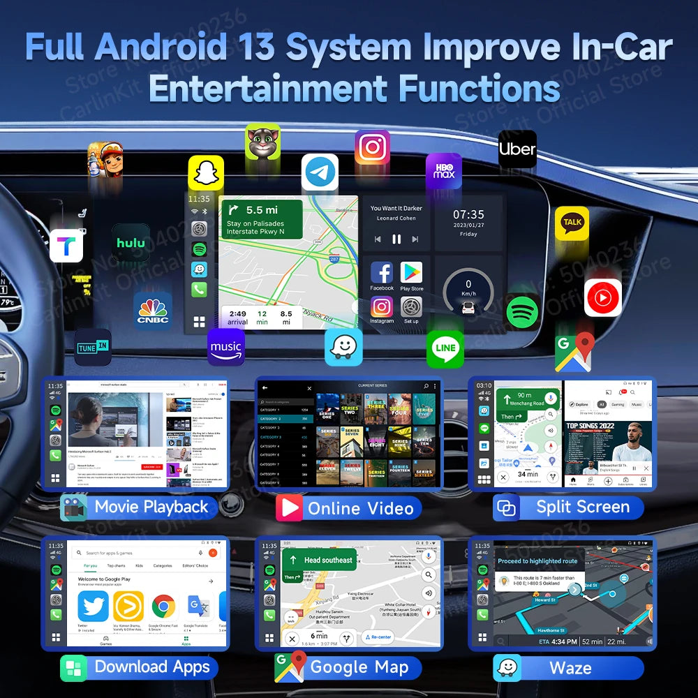 2026 New CarlinKit Android 13 CarPlay AI Box HDMI Wireless CarPlay Android Auto TV Video Box Qualcomm SDM660 8-Core Split Screen