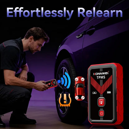 2026 KONNWEI TK100 TPMS Car Tire Pressure Diagnostic Tool Relearn Program 2PCS 315/433Mhz Sensor For ios Android TPMS Programing